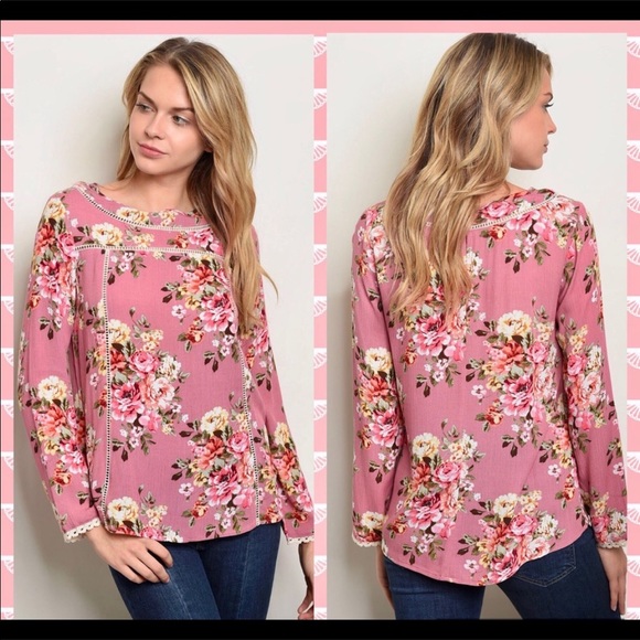 ✨Pink Floral Blouse✨ - Picture 1 of 4